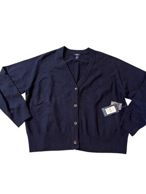 NWT Chaps Navy V-Neck Button Front Cardigan. XL